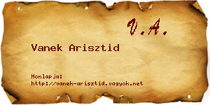 Vanek Arisztid névjegykártya